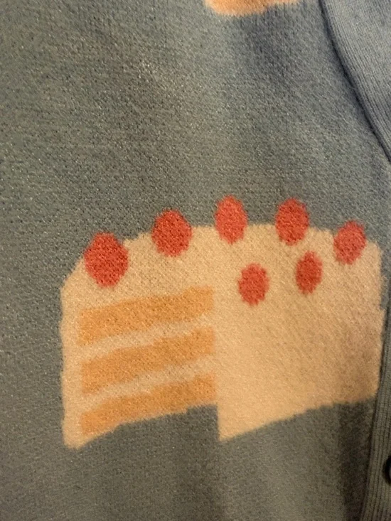 Luna Joy Blue Cake Print V-Neck Cardigan - Picture 4 of 6